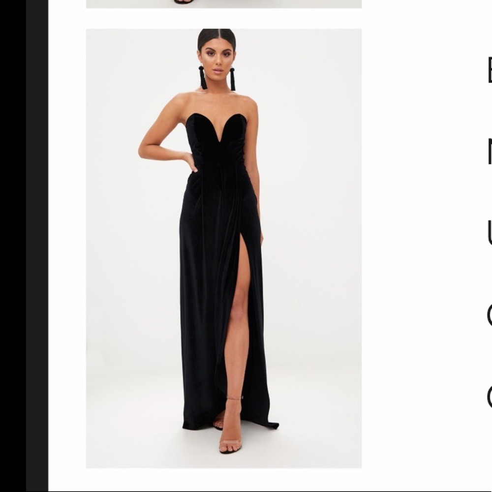 NWT Black velvet wrap dress slit
